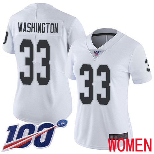 Oakland Raiders Limited White Women DeAndre Washington Road Jersey NFL Football #33 100th Jersey